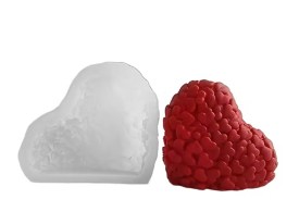 Molde silicona corazon inclinado con corazoncitos